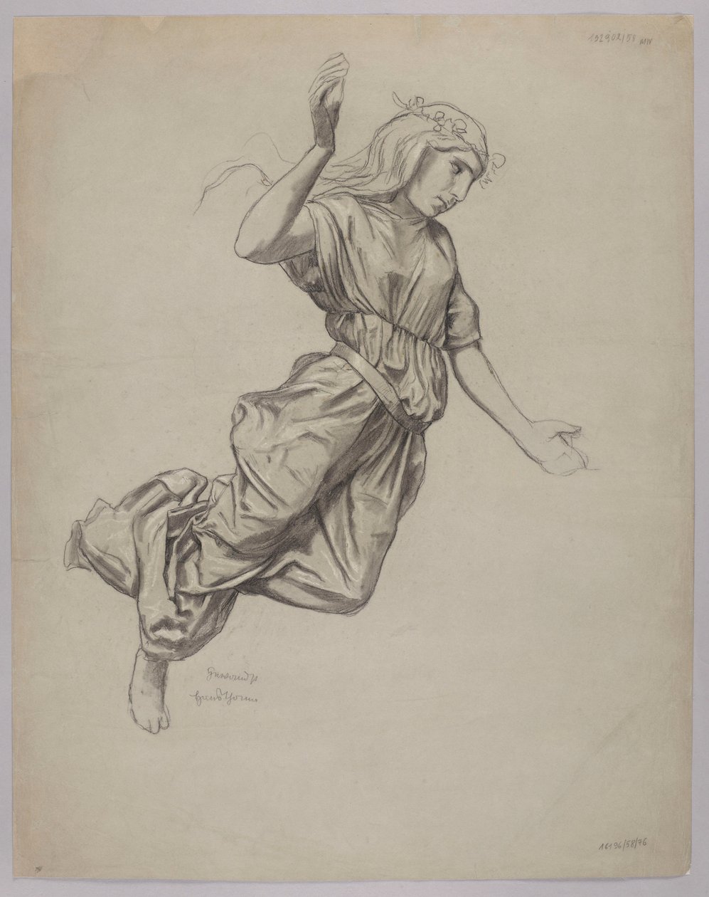 Studie naar een vrouwenfiguur door Hans Thoma