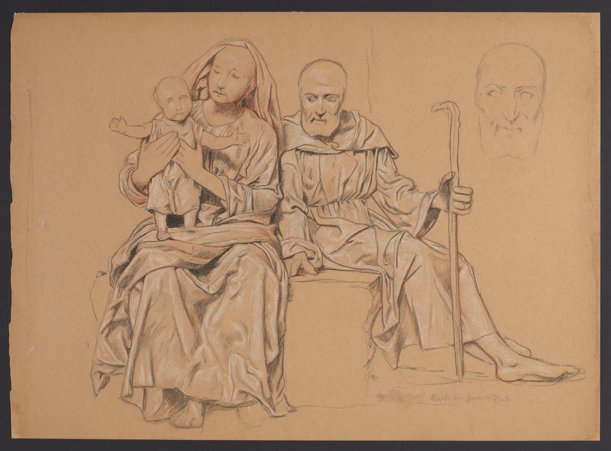 De Heilige Familie, rechts een herhaling van het hoofd van de heilige Jozef door Hans Thoma