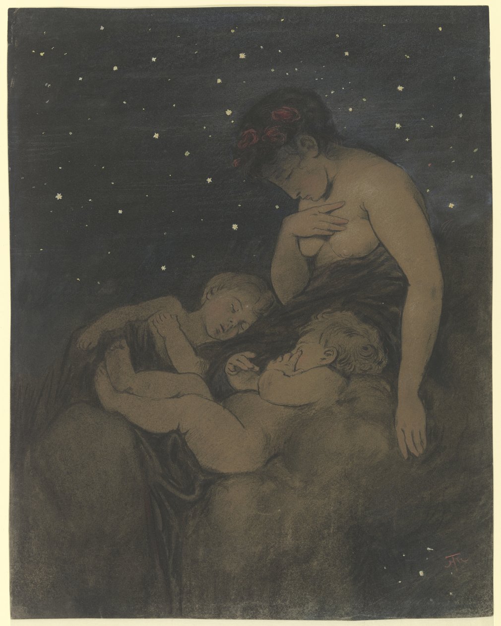 De nacht door Hans Thoma
