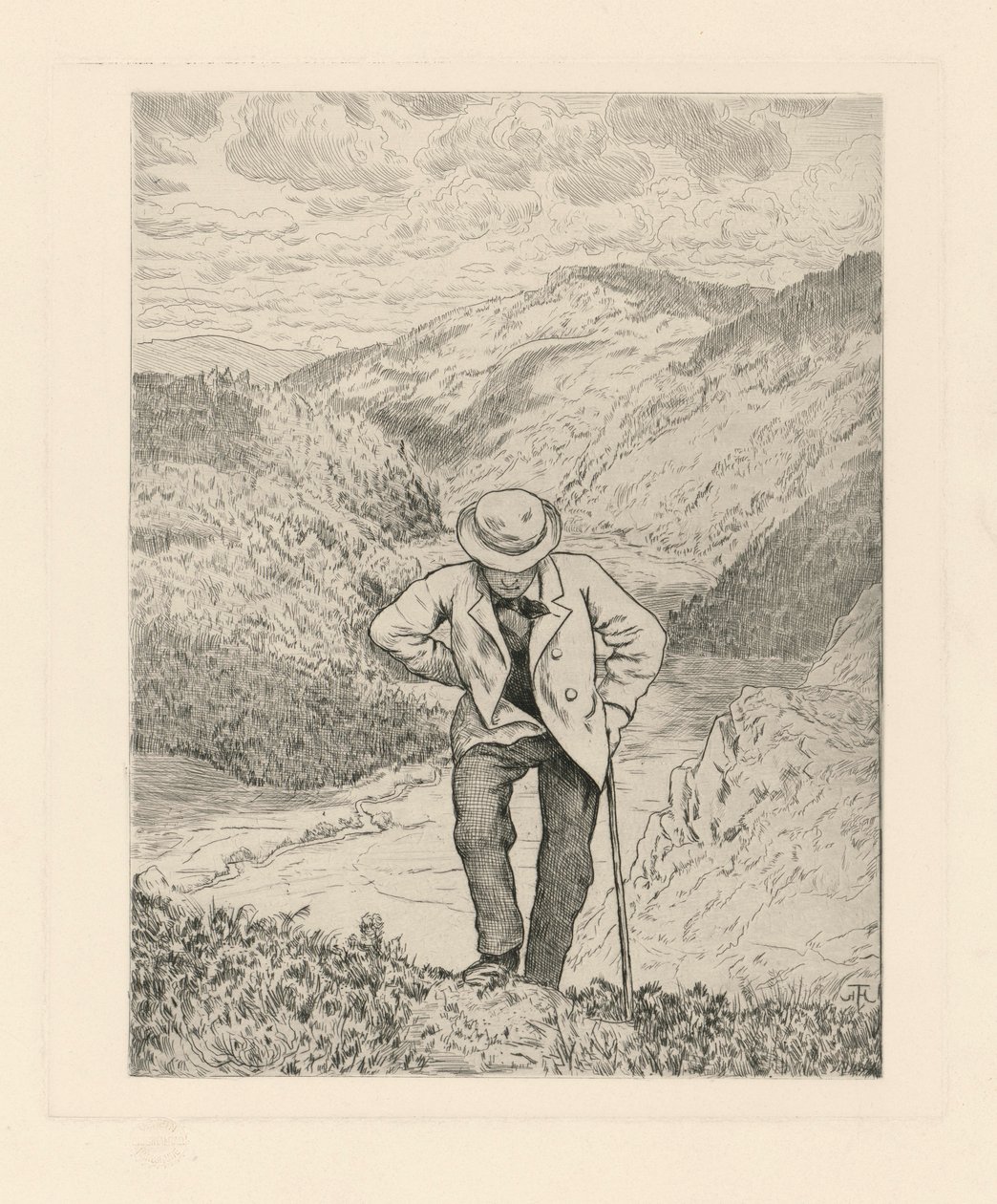 Wandelaars in de bergen door Hans Thoma