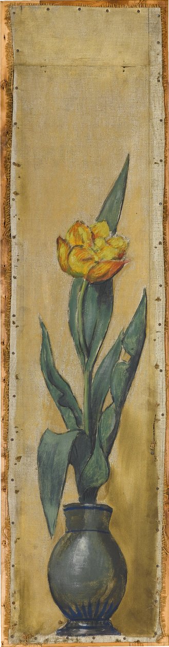Wandfries aus dem Musiksaal des Hauses Pringsheim, München: Vase mit gelber Tulpe. Rechts von Inv.-Nr. 1927 door Hans Thoma