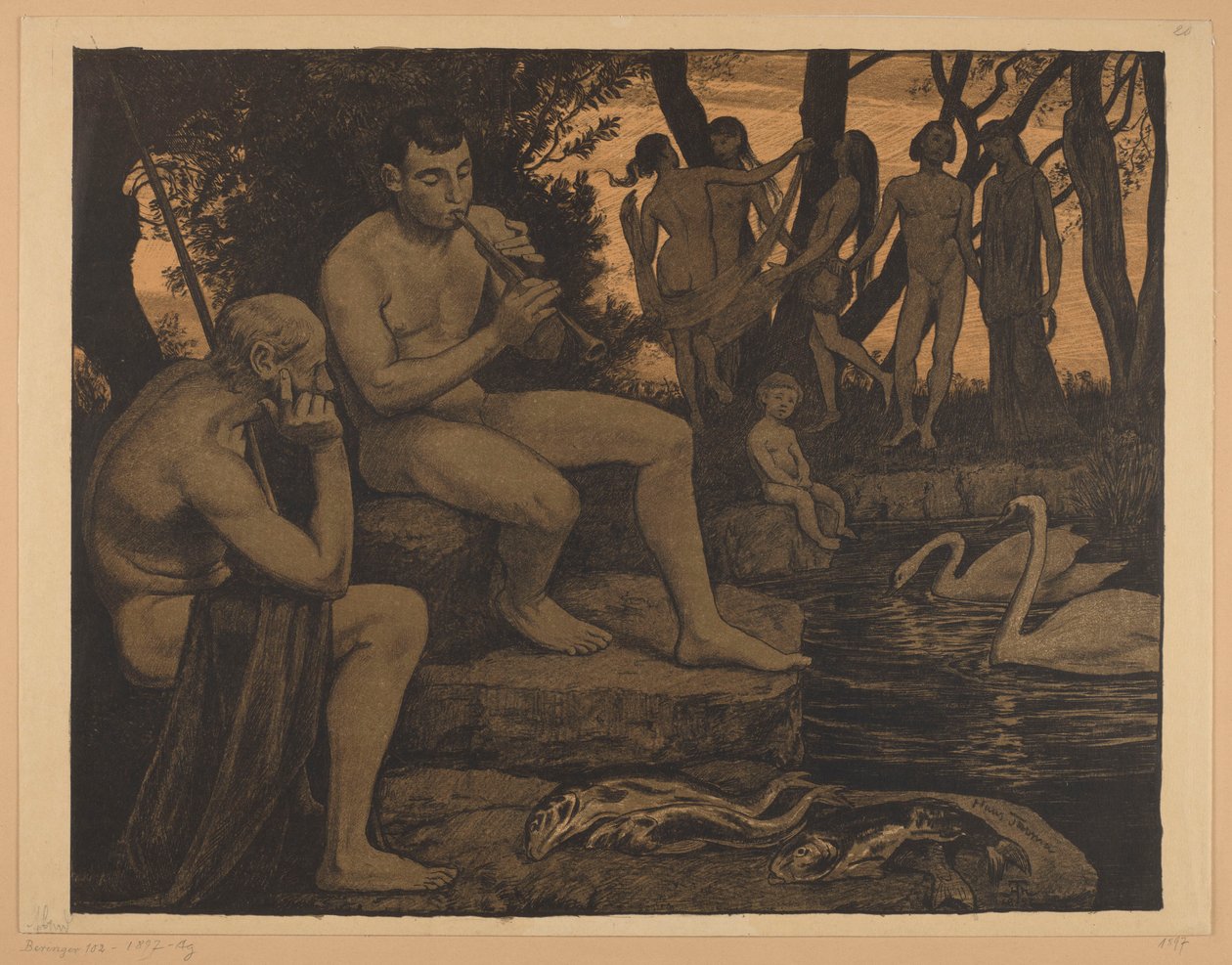 Avond (bosidylle) door Hans Thoma