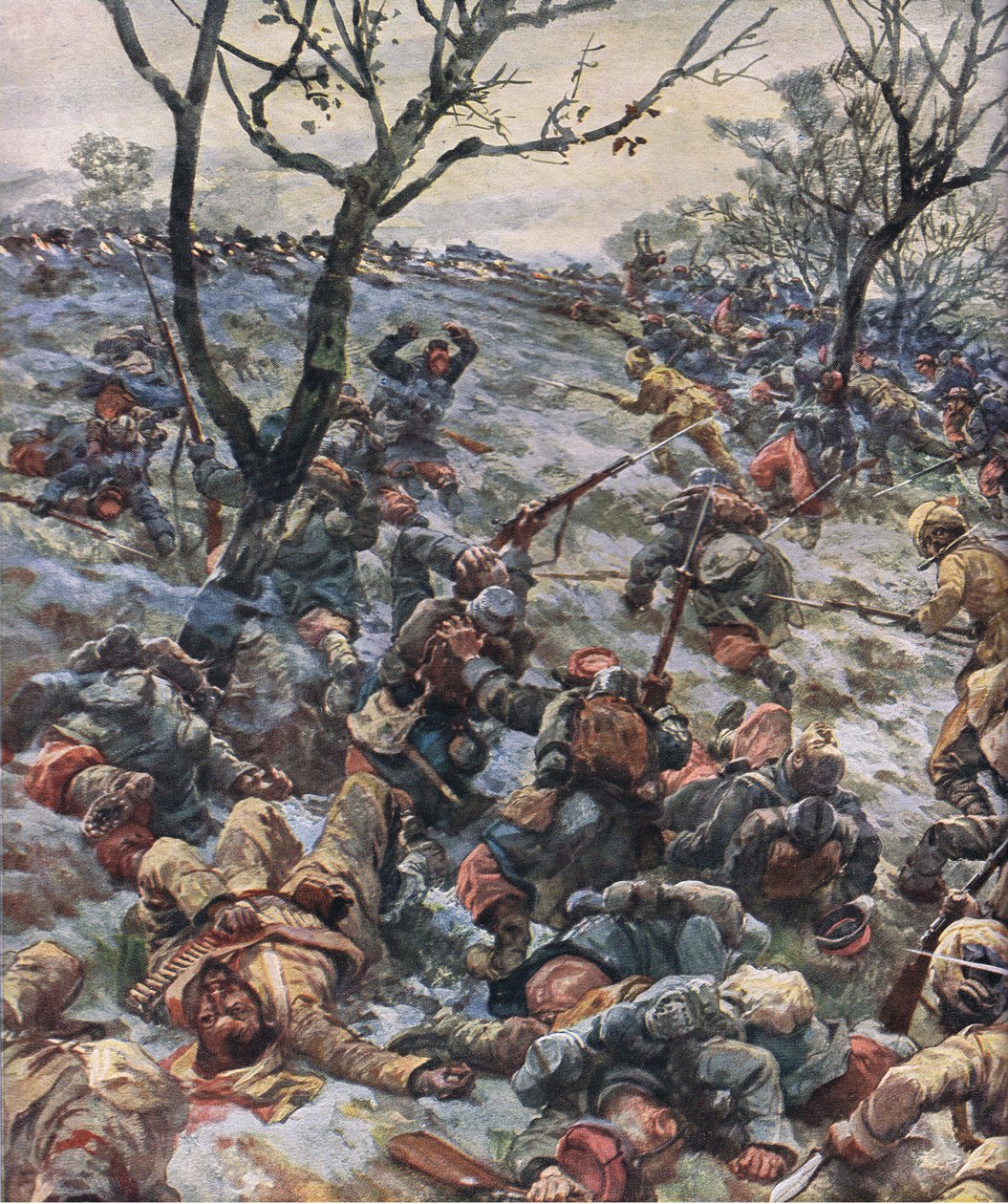 De ineenstorting van de Franse frontlinie, uit De Geïllustreerde Geschiedenis van de Wereldoorlog 1914-1915 uitgegeven door Union Berlagsefellfchaft door Hans W. Schmidt