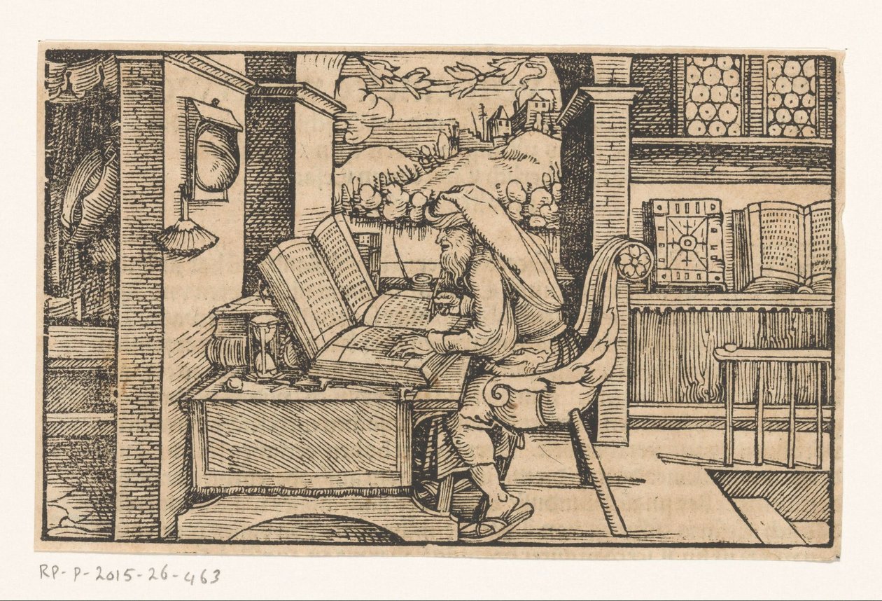 Cicero in zijn studeervertrek door Hans Weiditz (II) (attributed to)