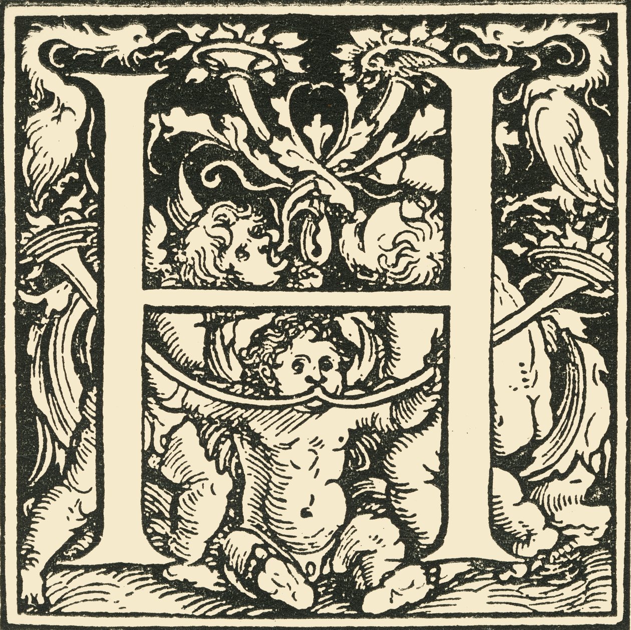 H - Een alfabet door Hans Weiditz, ca. 1520-1521, 1908 door Hans Weiditz