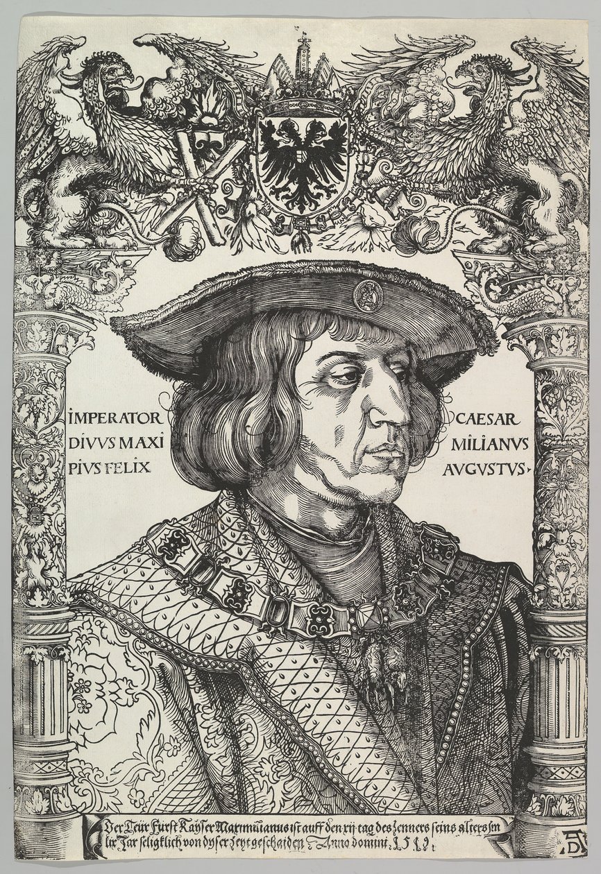 Portret van Keizer Maximiliaan I, 1519 door Hans Weiditz