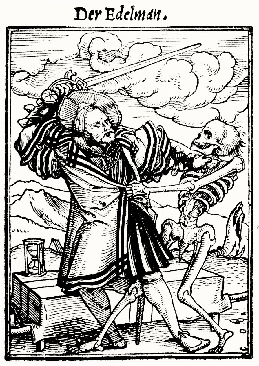 De Dood en de Edelman, uit De Dans van de Dood, gegraveerd door Hans Lutzelburger, c.1538 door Hans after Holbein the Younger