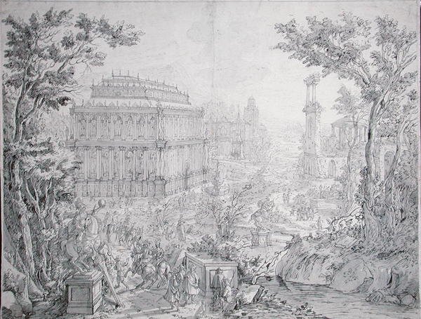 Het Mausoleum van Halicarnassus door Hans or Jan Vredeman de Vries