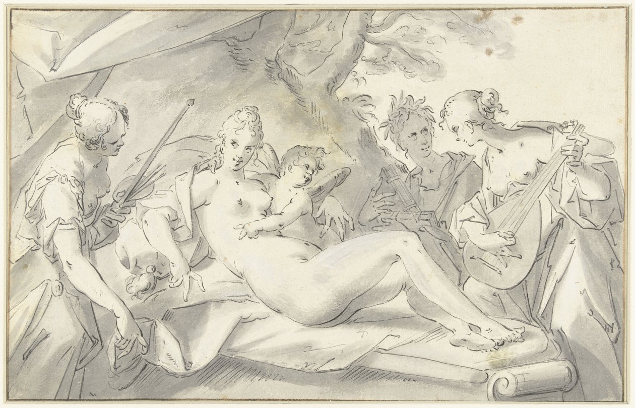 Venus te midden van kunsten en wetenschap door Hans von Aachen
