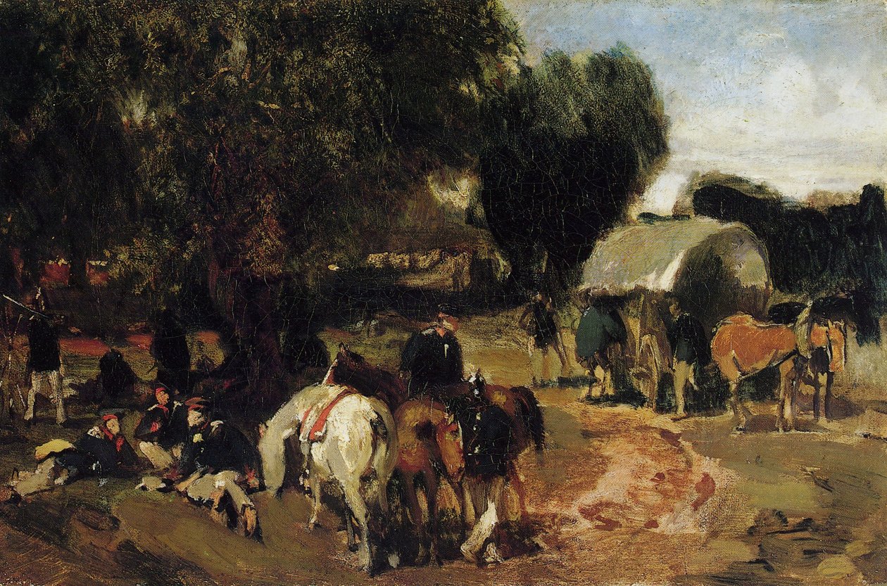 Soldatenkamp door Hans von Marées