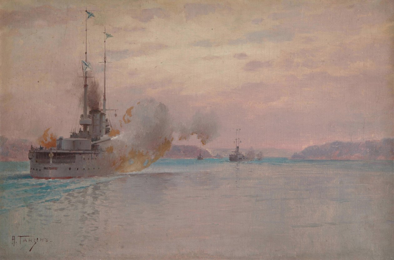 De Russische marinebombardement van de Bosporus, 1915-1916 door Hansen