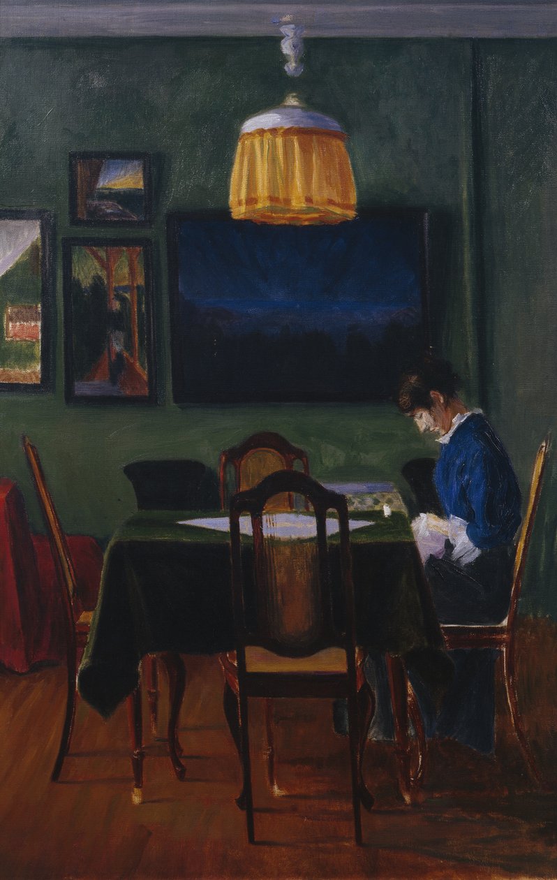 Bij lamplicht door Harald Oscar Sohlberg