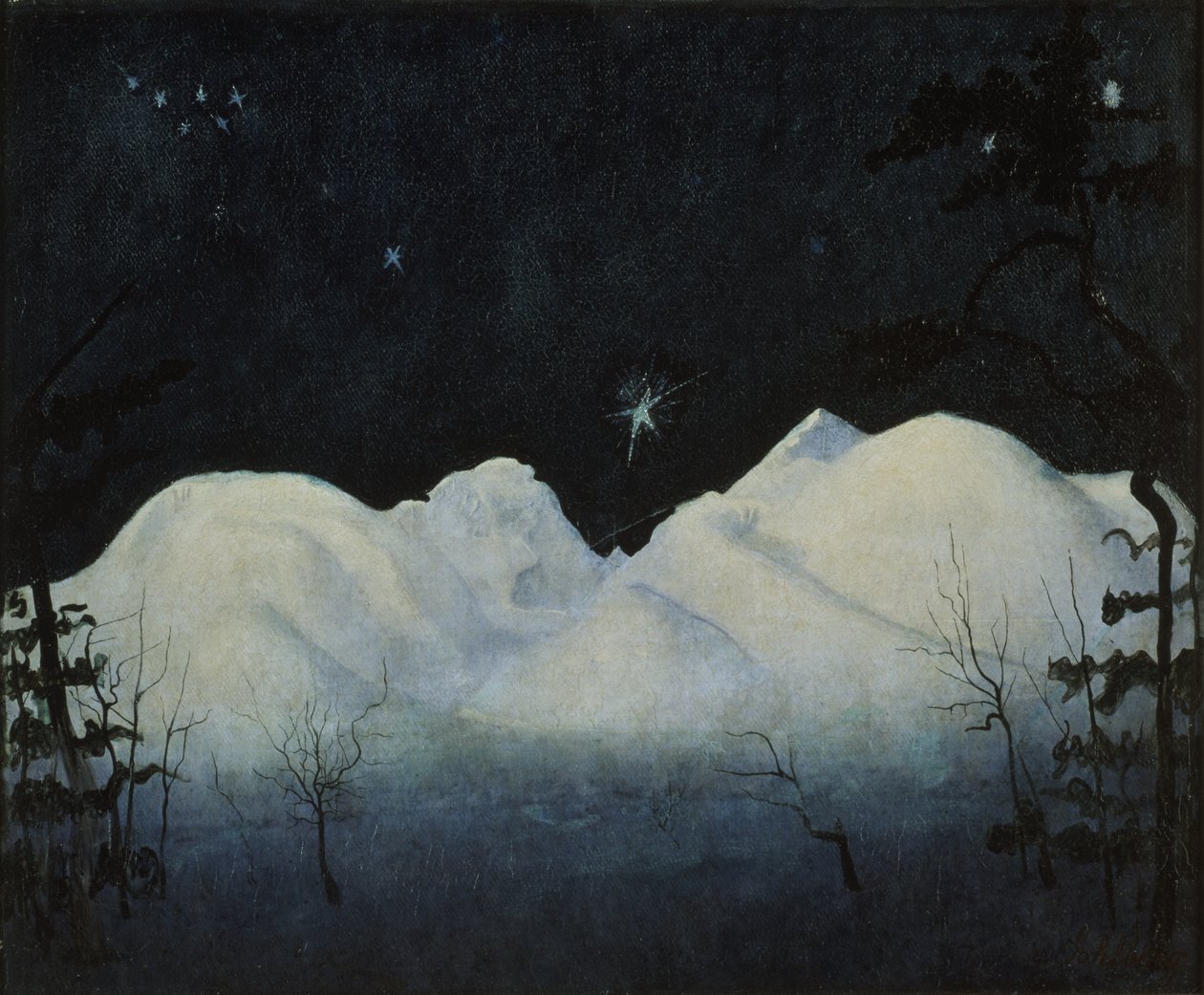 Winternachten in de bergen door Harald Oscar Sohlberg