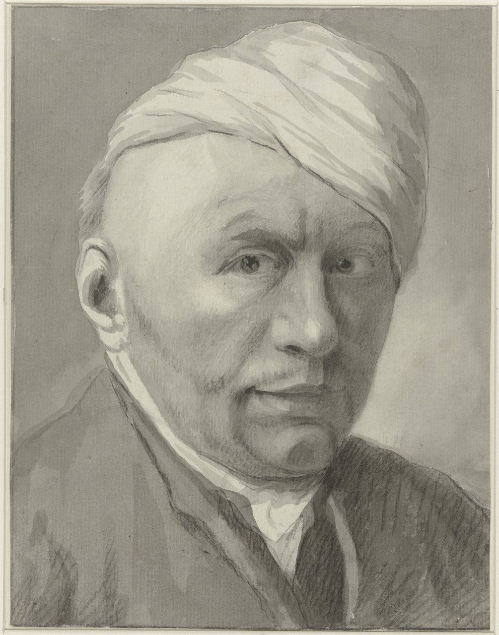 Zelfportret van de tekenaar Harmanus van Tuylen, met muts op door Harmanus Tuylen