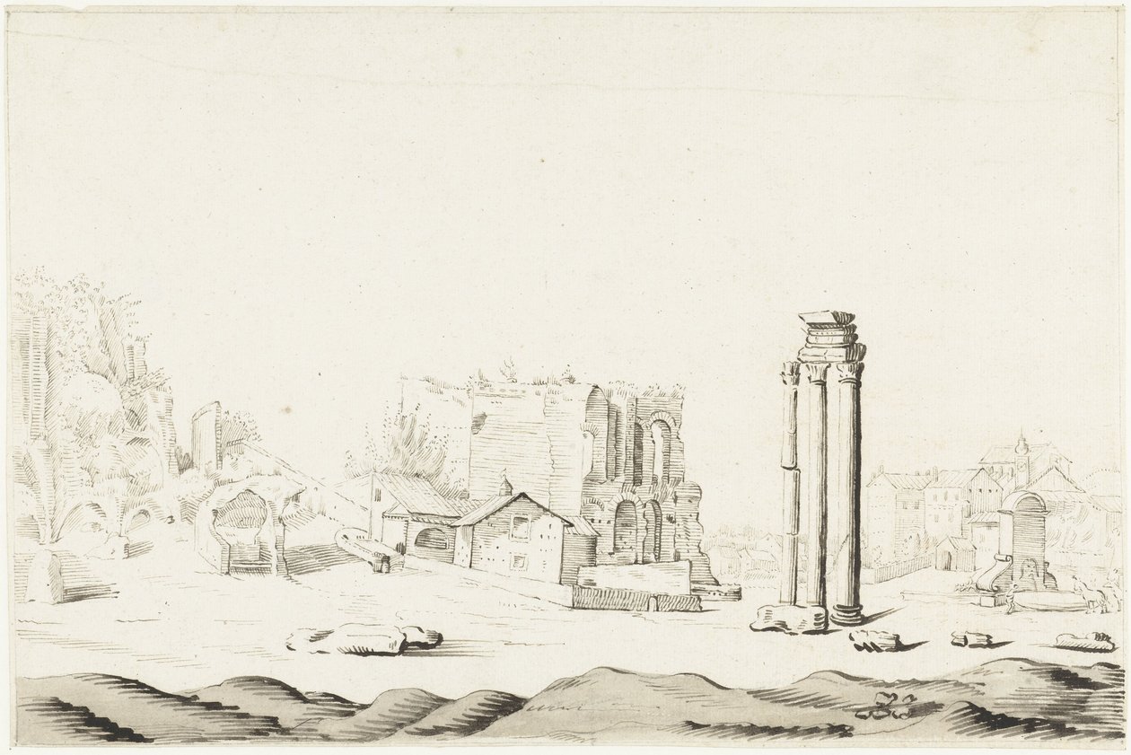 Ruïnes van de Campo Vaccino in het Forum Romanum door Harmen ter Borch