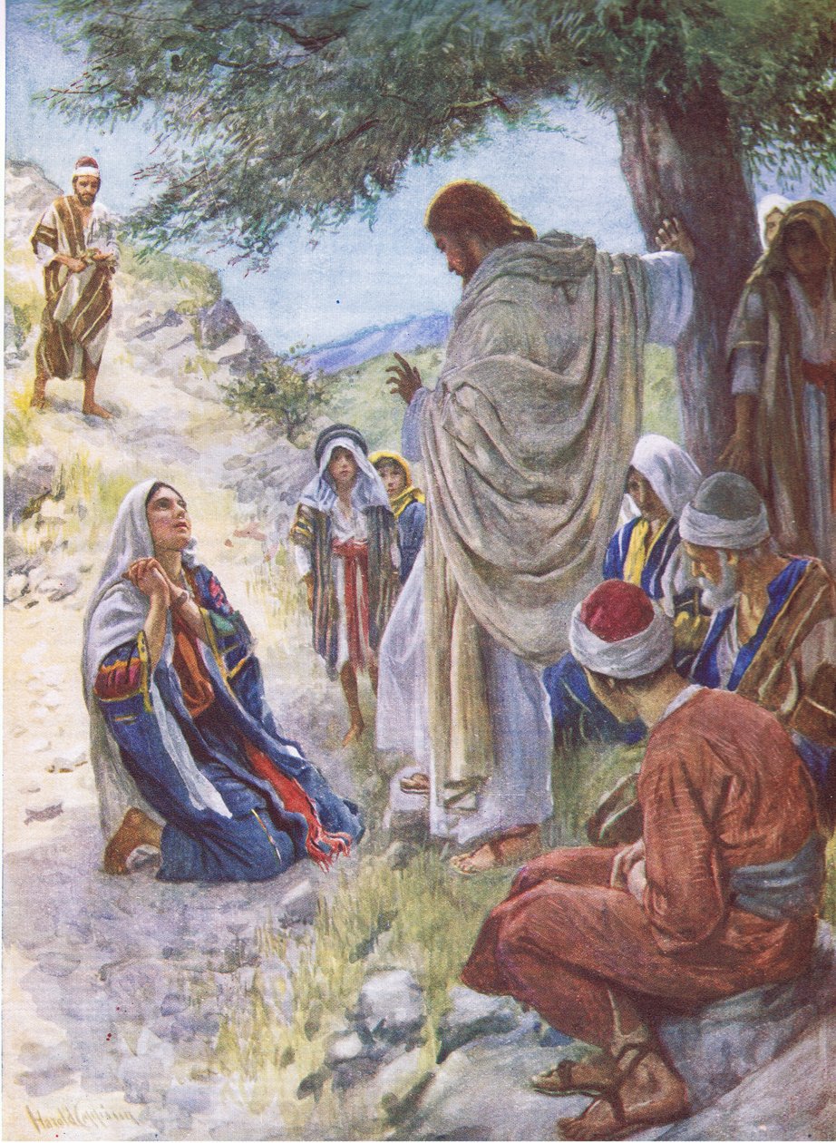 Het geloof van Martha, illustratie uit Pictures That Teach The Crown Series, 1920 door Harold Copping