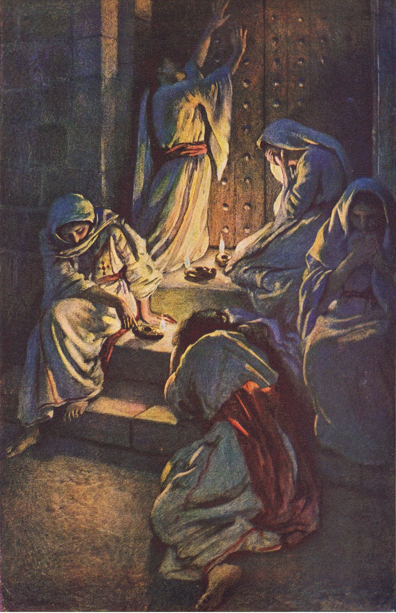 De dwaze maagden, illustratie uit Harold Copping Pictures: The Crown Series, ca. 1920 door Harold Copping