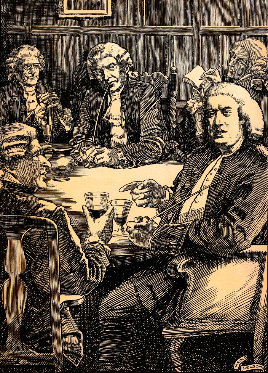 Dr. Johnson Discoursing With His Friends door Harold Edward Hughes Nelson