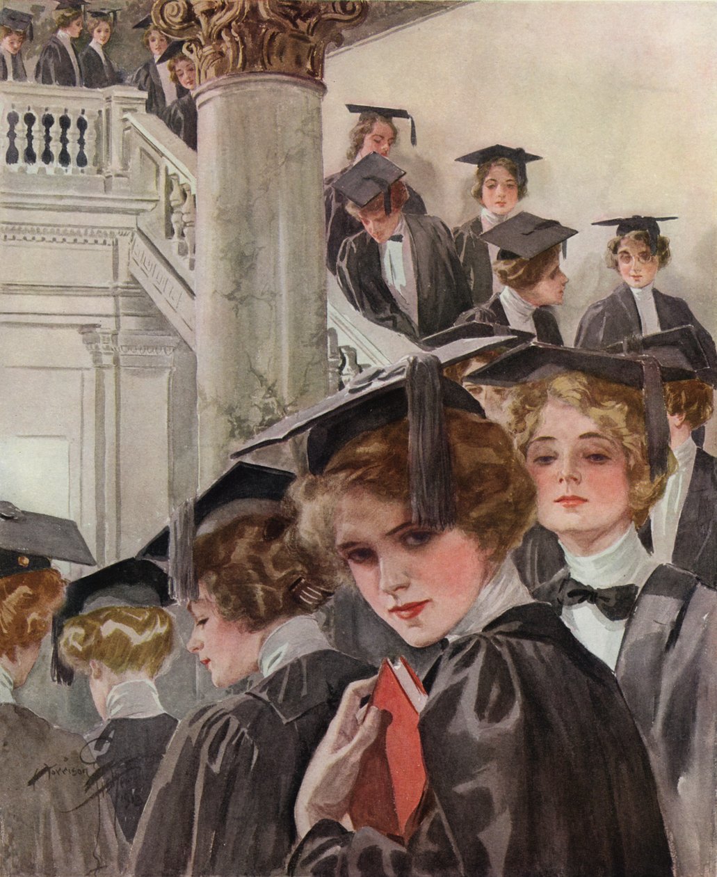 Een liberale opvoeding (kleurenlitho) door Harrison Fisher