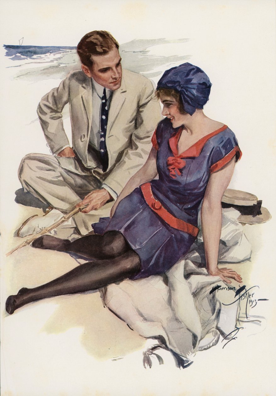 Het overlijden van het zomermeisje (kleurenlitho) door Harrison Fisher