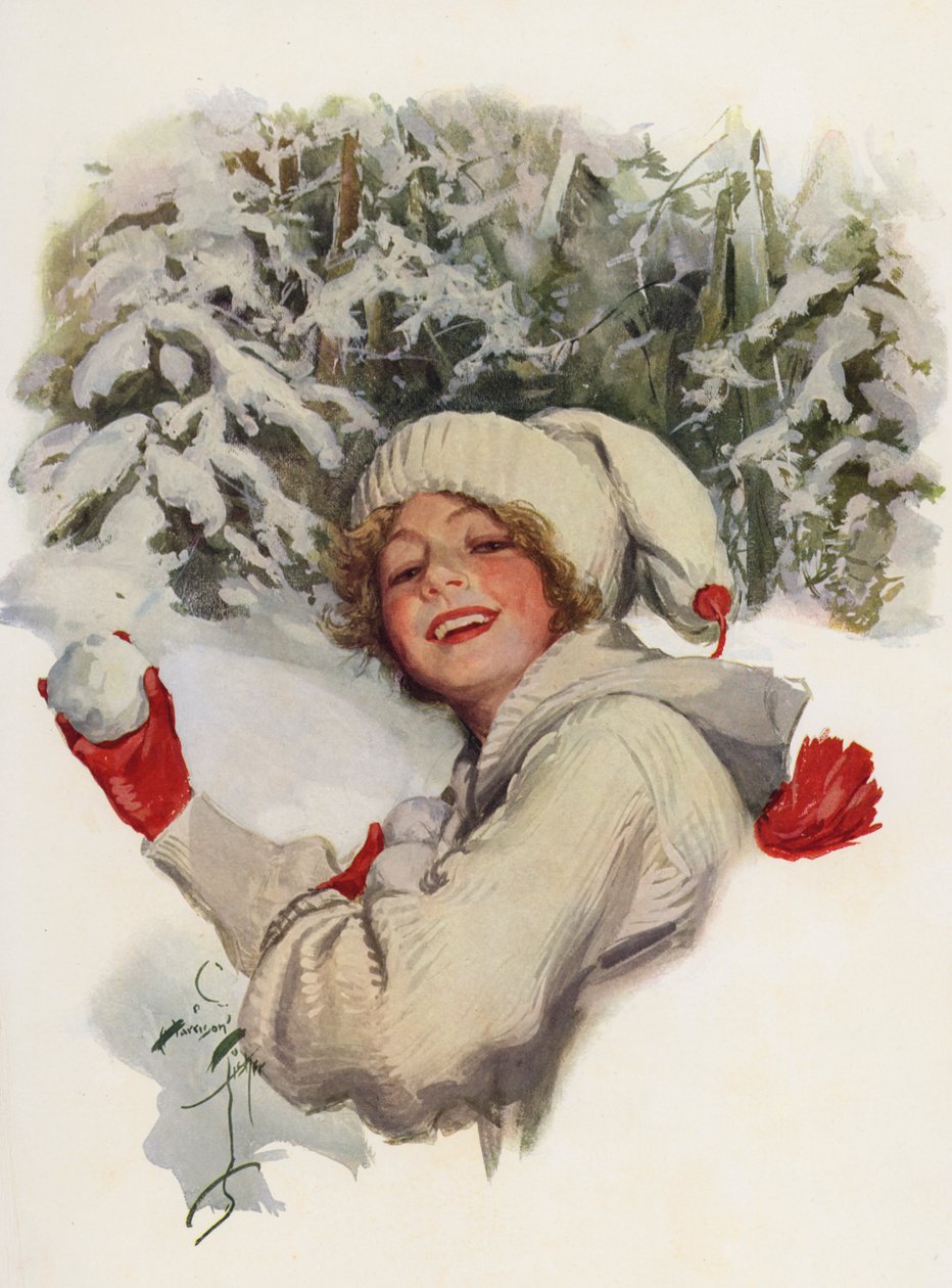 Naar een flirt (kleurenlitho) door Harrison Fisher