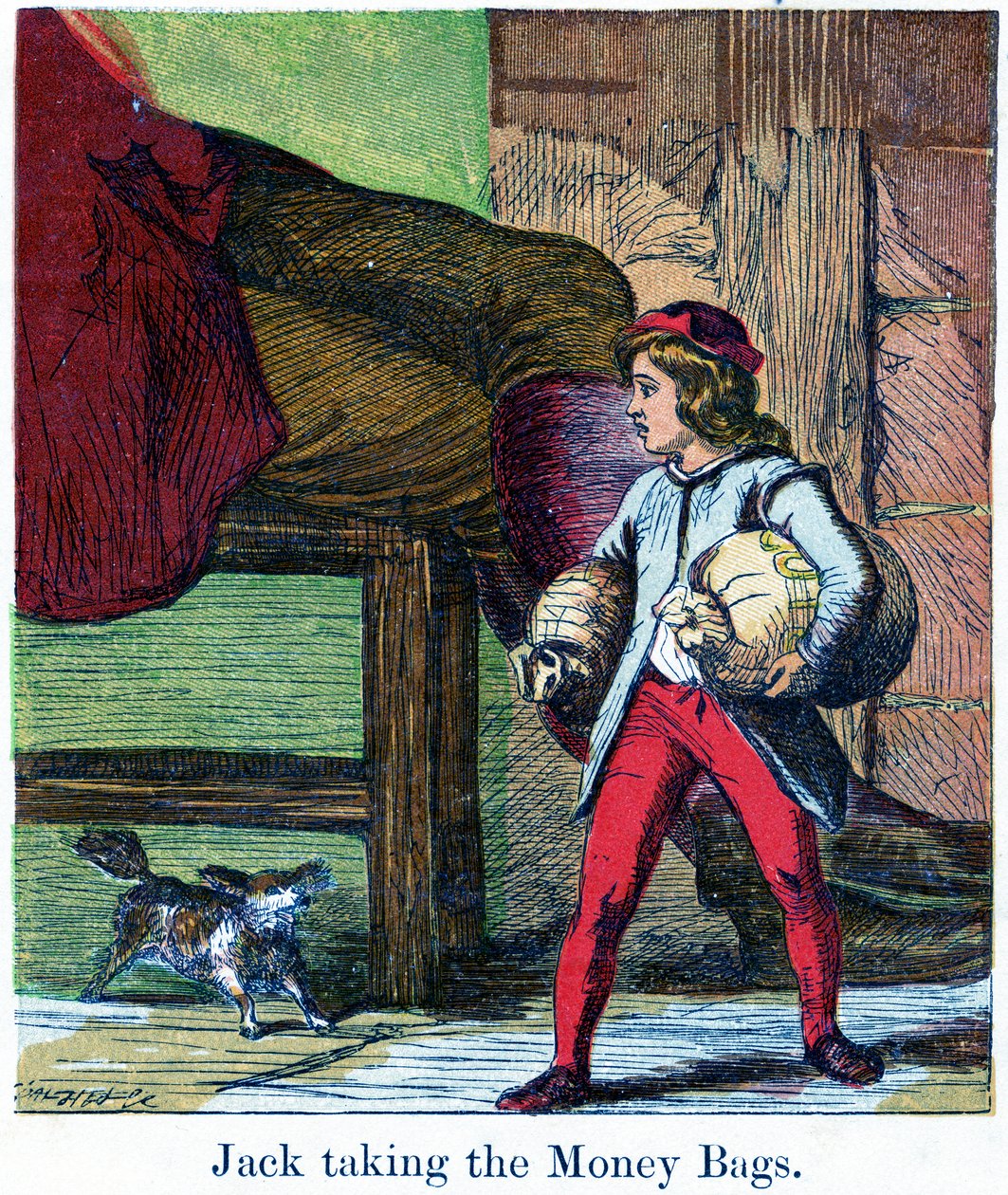 Jack neemt de geldzakken uit het kasteel van de reus, 1867 door Harrison William Weir