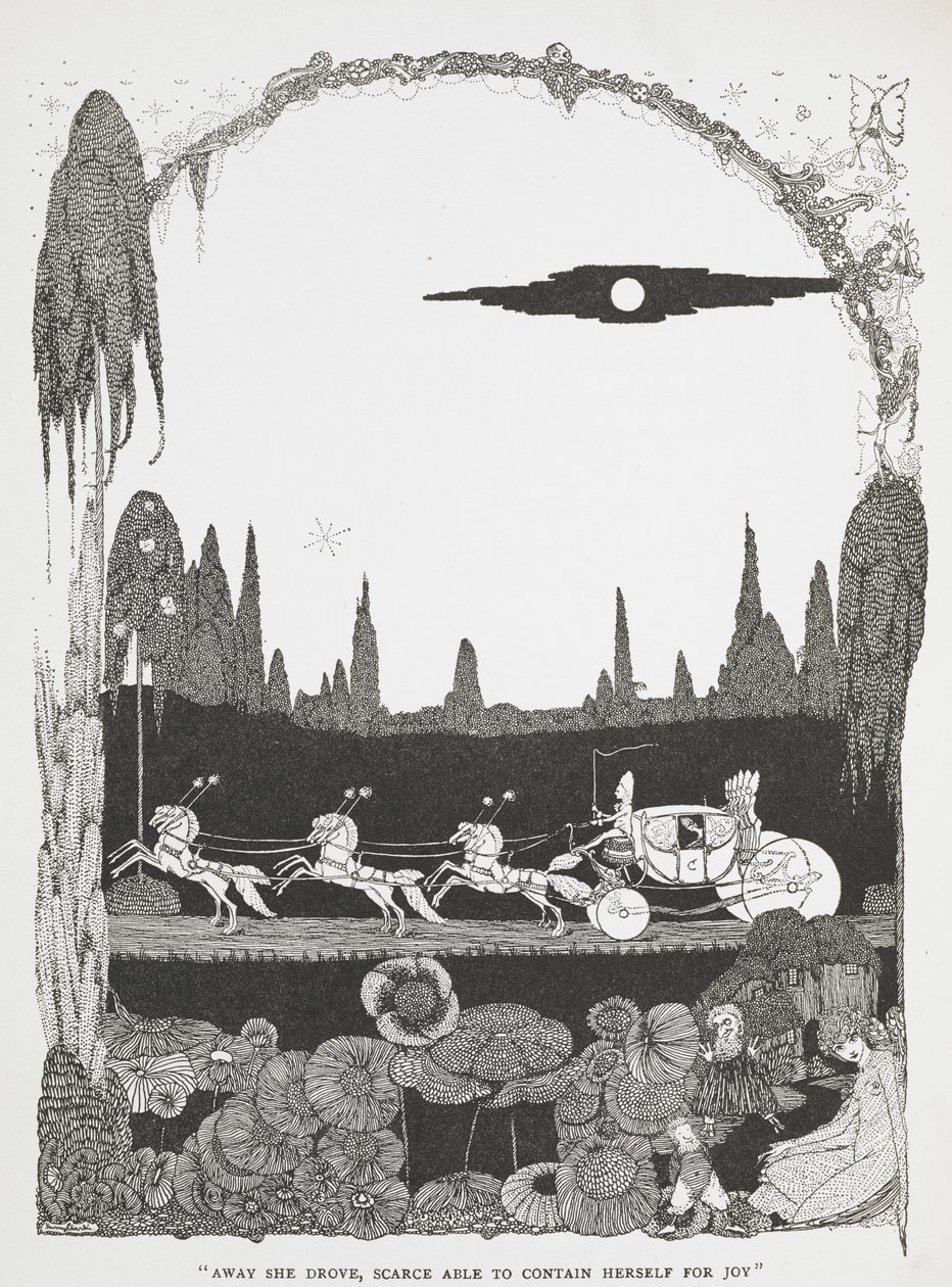Ze reed weg, nauwelijks in staat zichzelf te bevatten van vreugde. door Harry Clarke