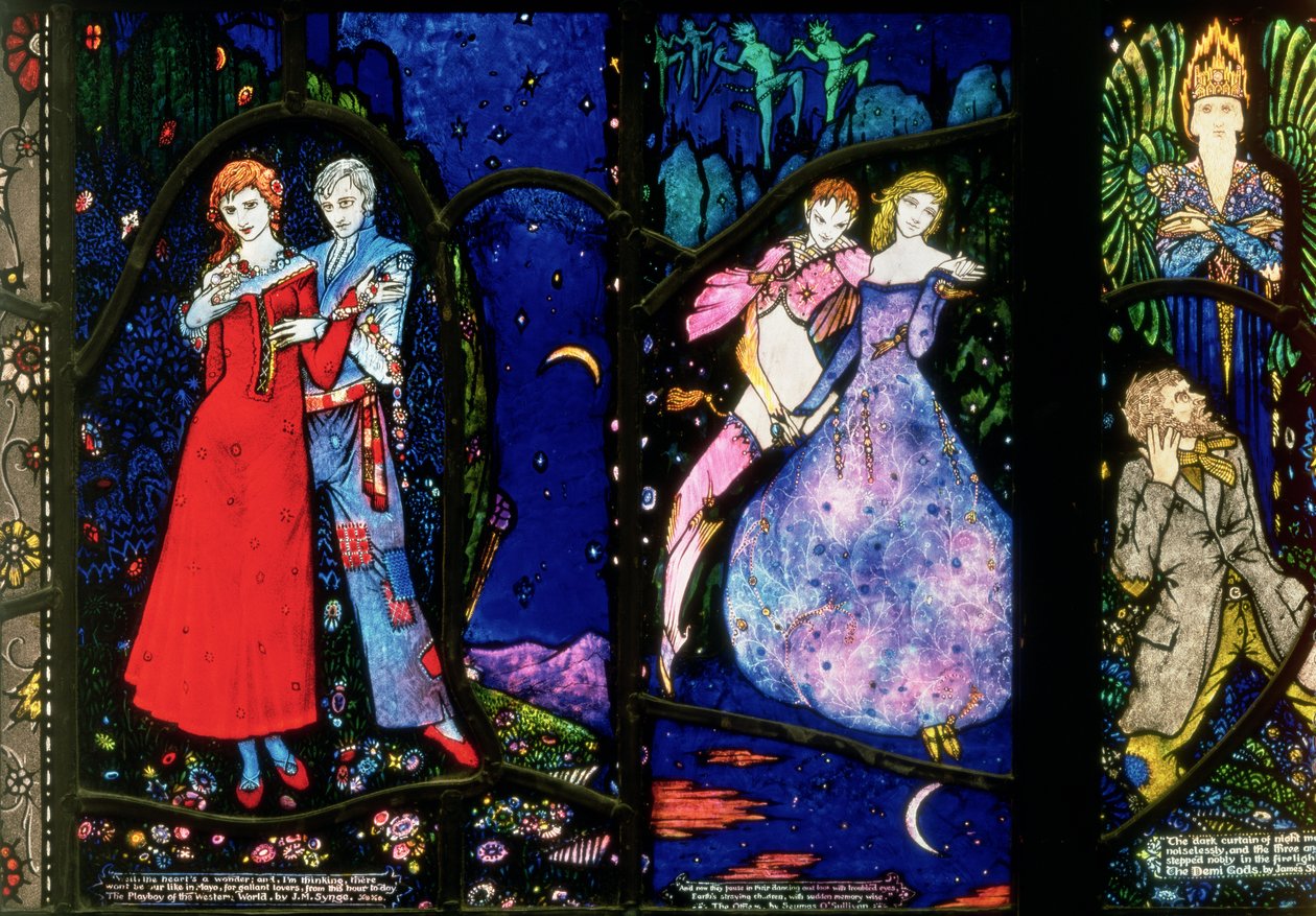 Het Genève-raam met The Playboy of the Western World door J.M. Synge, The Dreamers door Seamus O