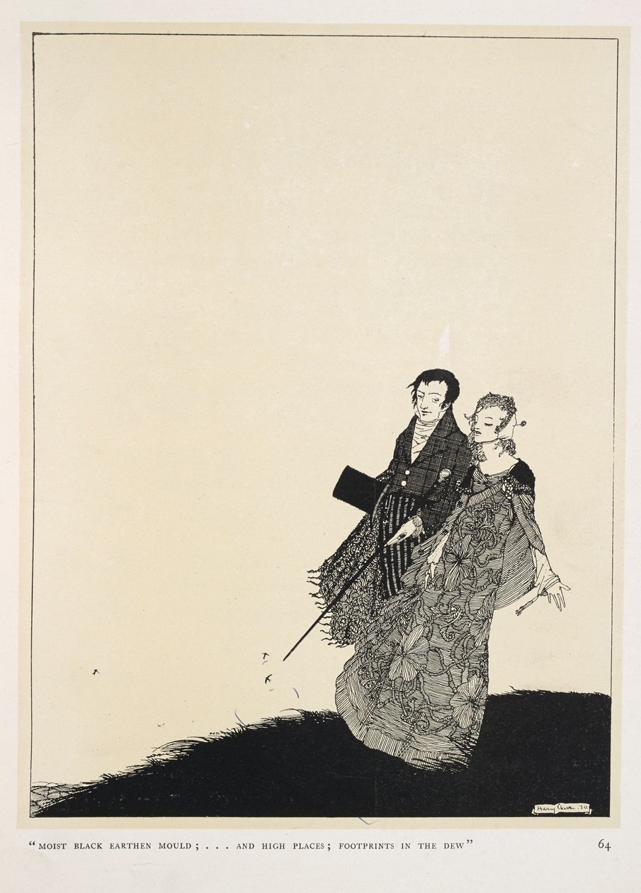 De grote minnaar. "Vochtige zwarte aarde;...
en hoge plaatsen; voetafdrukken in de dauw" door Harry Clarke