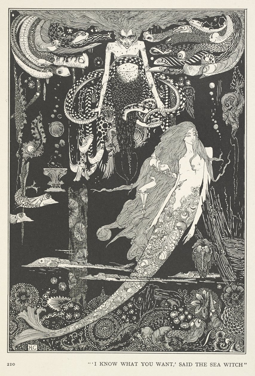 De Kleine Zeemeermin. "Ik weet wat je wilt," zei de Zeeheks. door Harry Clarke