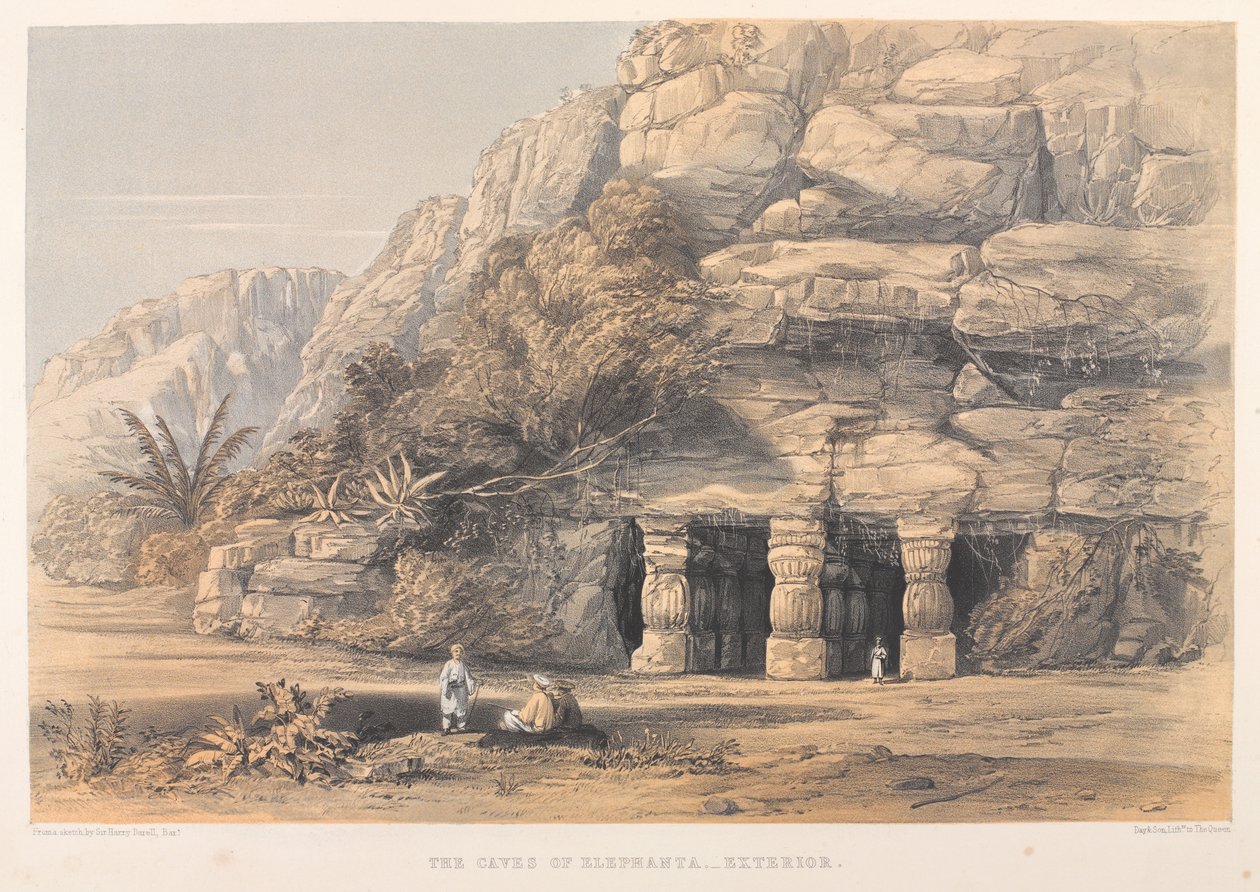 De grotten van Elephanta, exterieur door Harry Francis Darell