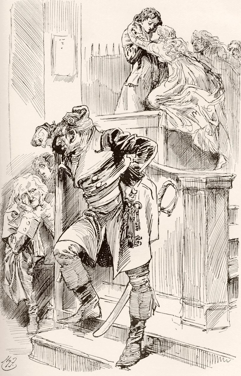 Illustratie voor de roman Een verhaal van twee steden van Charles Dickens door Harry Furniss