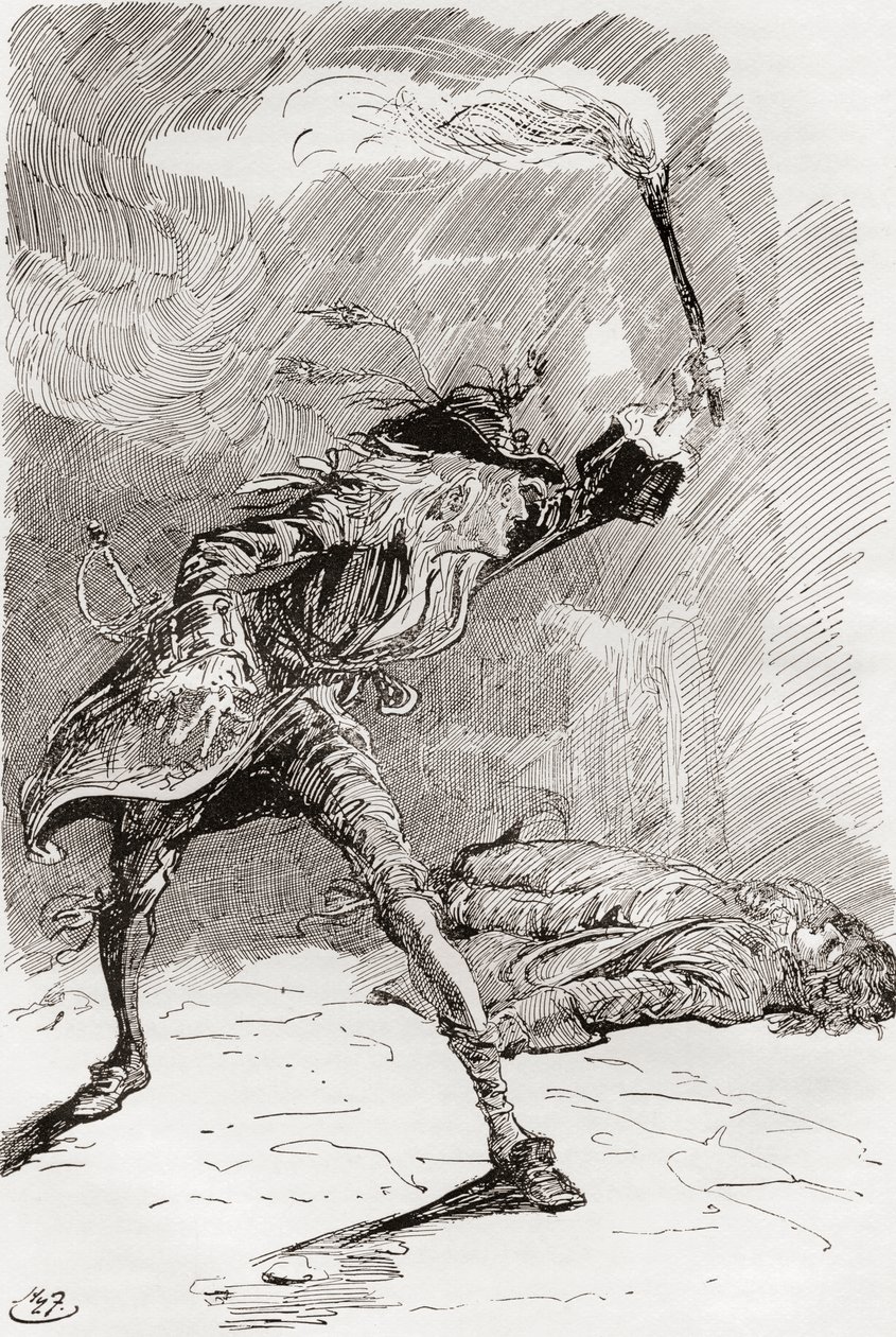 Illustratie voor de roman Barnaby Rudge van Charles Dickens door Harry Furniss