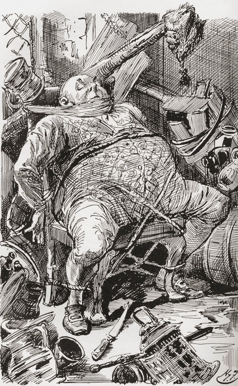 Illustratie voor de roman Barnaby Rudge van Charles Dickens door Harry Furniss