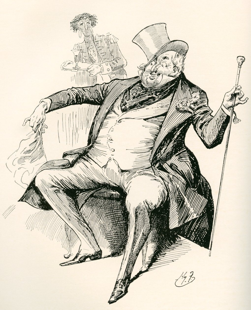 Joey B. Illustratie door Harry Furniss voor de roman Dombey and Son van Charles Dickens, uit The Testimonial Edition, gepubliceerd in 1910. door Harry Furniss