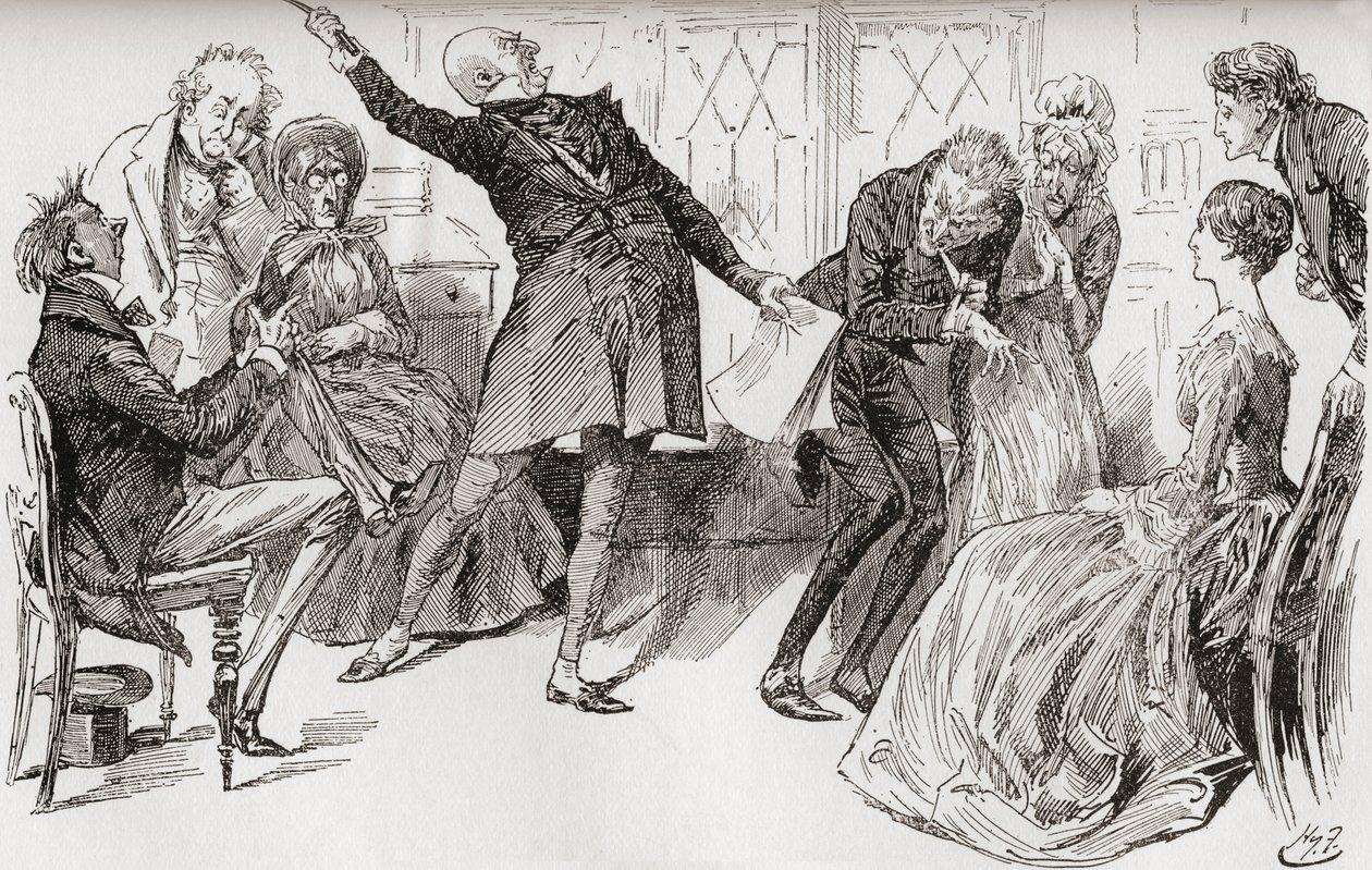 Mr. Micawber bereikt de ondergang van Heep door Harry Furniss