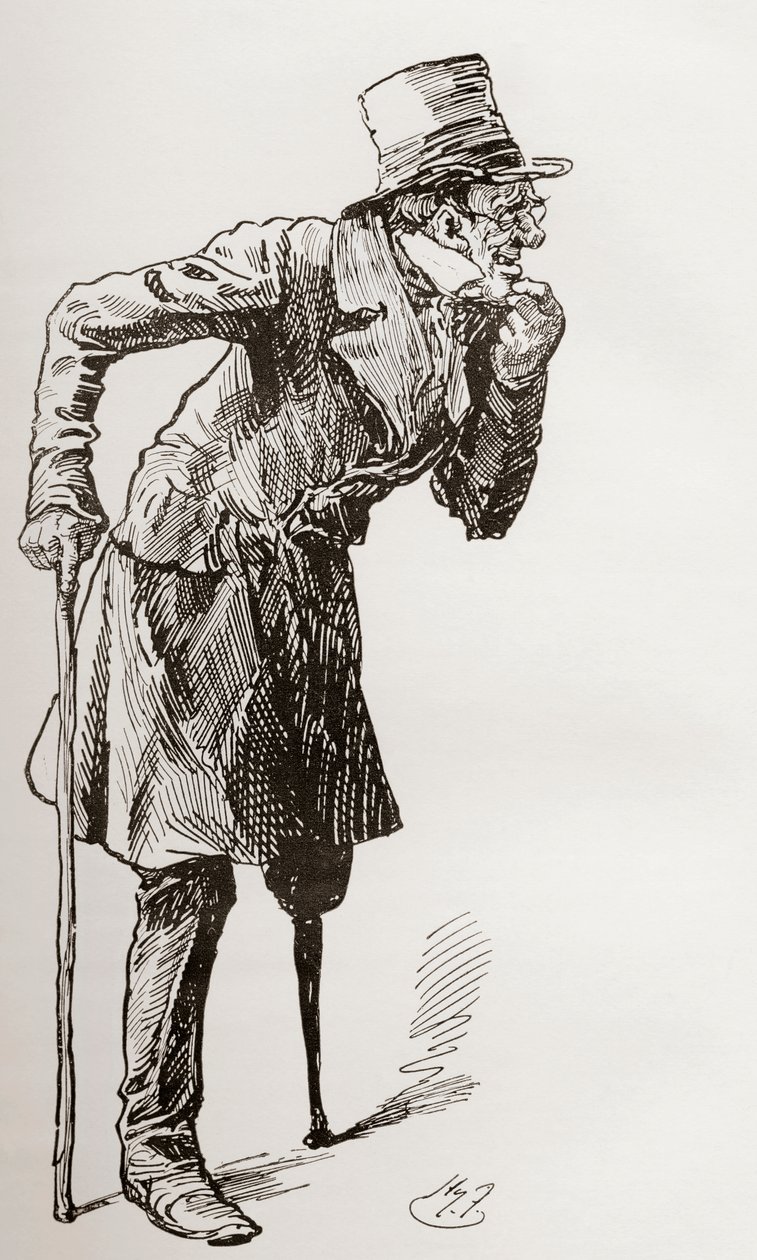 Silas Wegg op weg naar de Bower door Harry Furniss