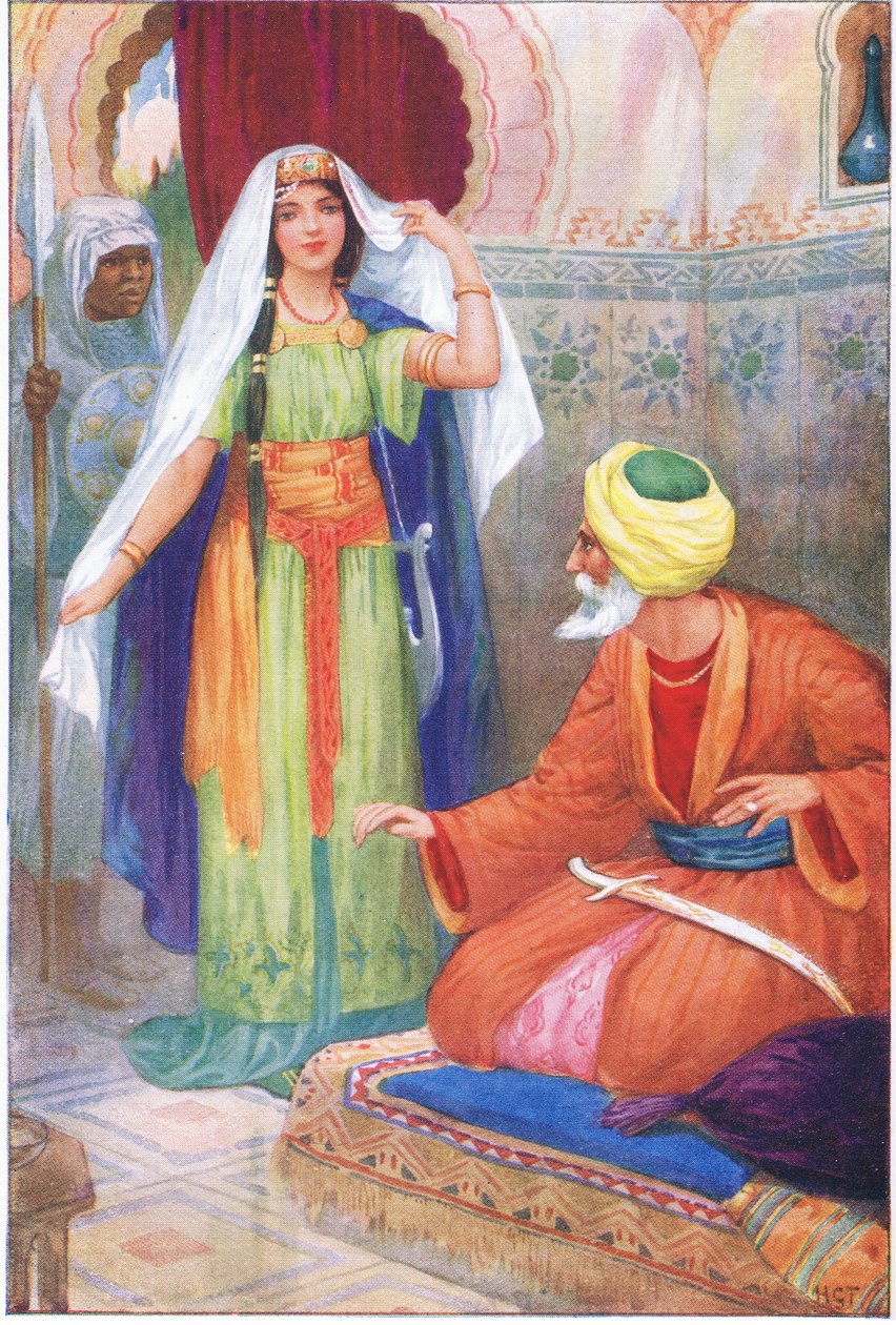 De mooie gevangene en Aben Habuz (uit het verhaal De Arabische Astroloog), illustratie uit
