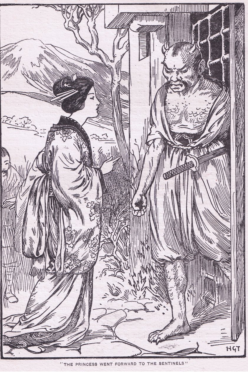 De prinses ging naar voren naar de Sentinels (litho) door Harry George Theaker