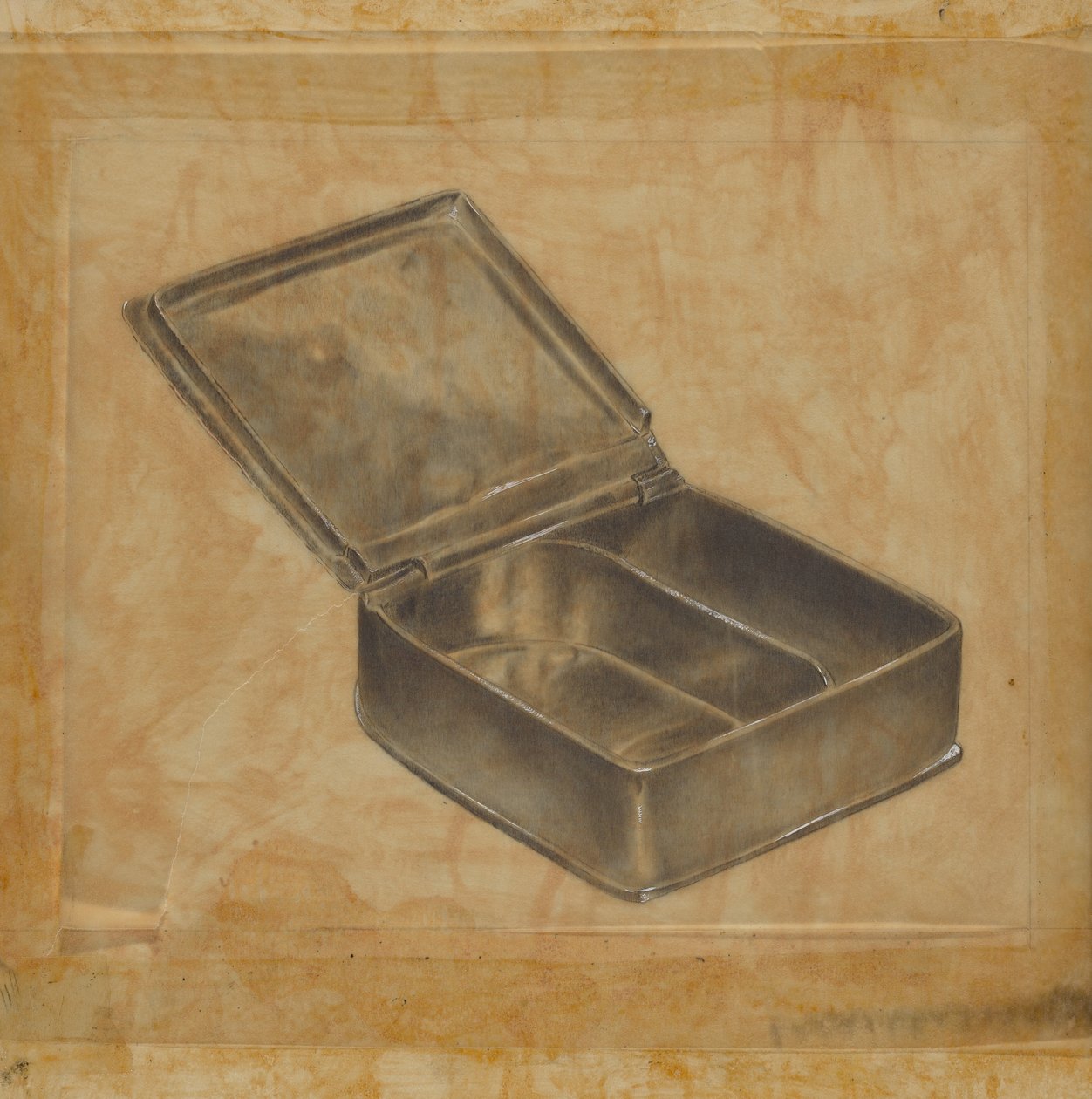 Pewter doos met twee compartimenten door Harry Goodman