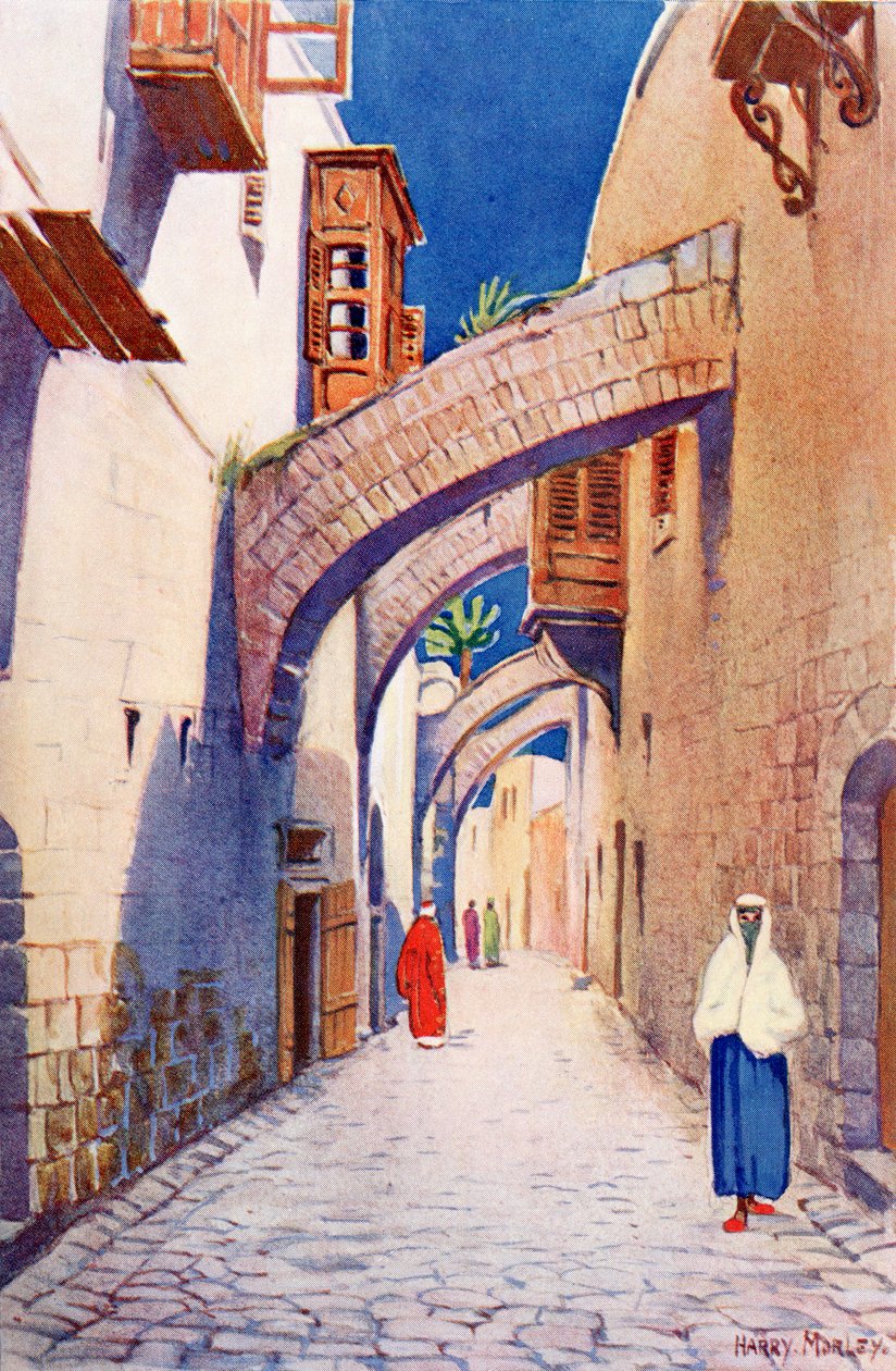 De Via Dolorosa, Jeruzalem, Palestina, ca. 1910, uit A Book of Modern Palestine van Richard Penlake, gepubliceerd ca. 1910. door Harry Morley