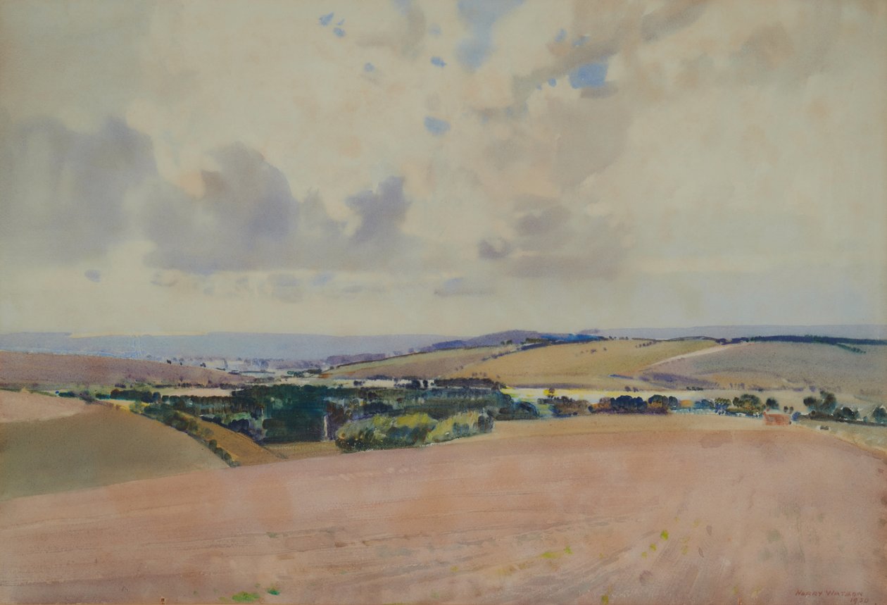 Landschap, mogelijk de Downs door Harry Watson