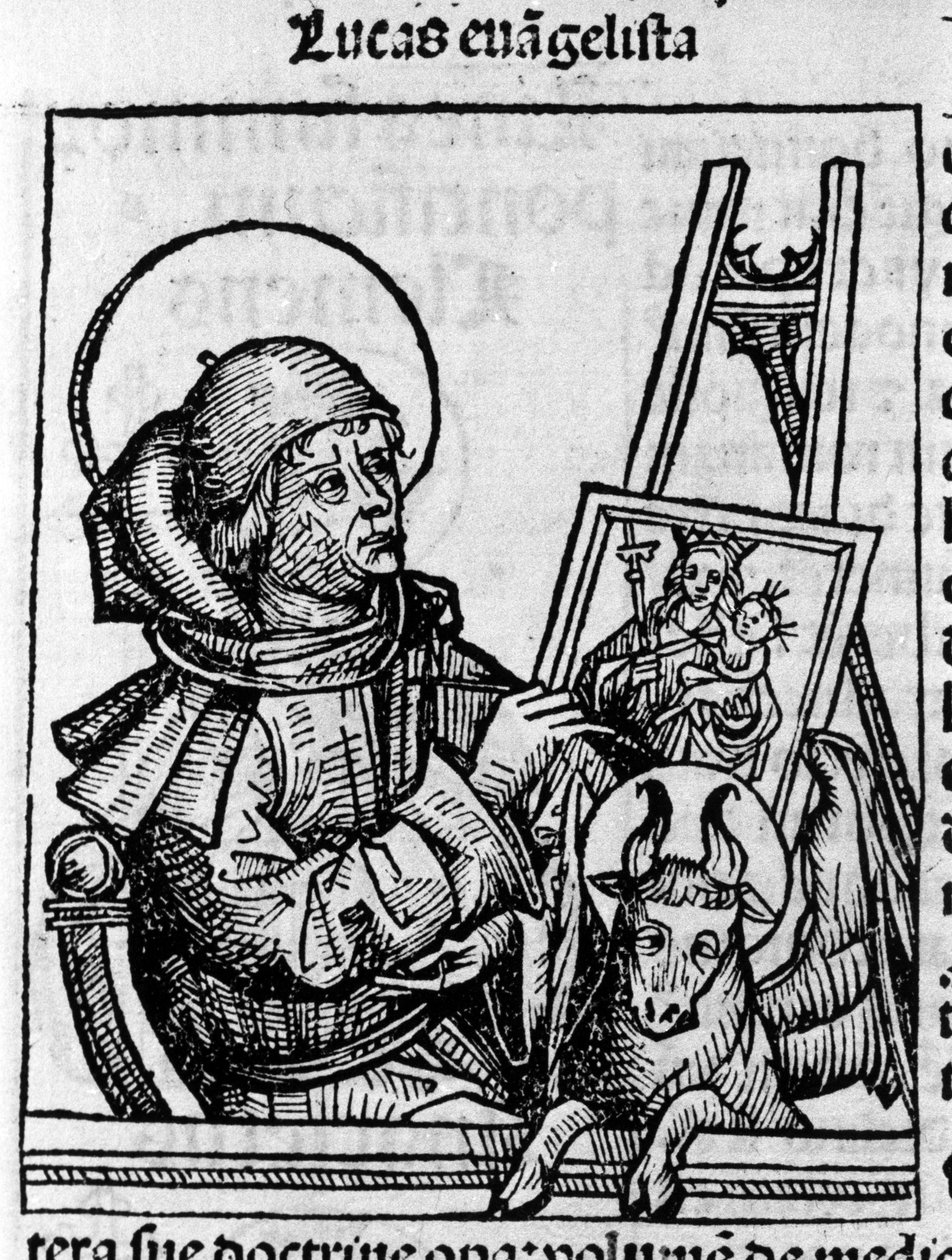 Afbeelding van de Evangelist Sint Lucas. Gravure uit 
