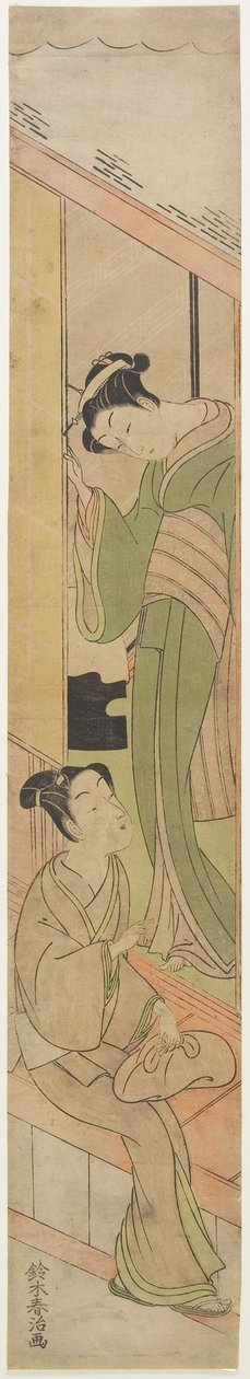 Jonge man praat met een Watatsumi, ca.1770 door Haruji Suzuki