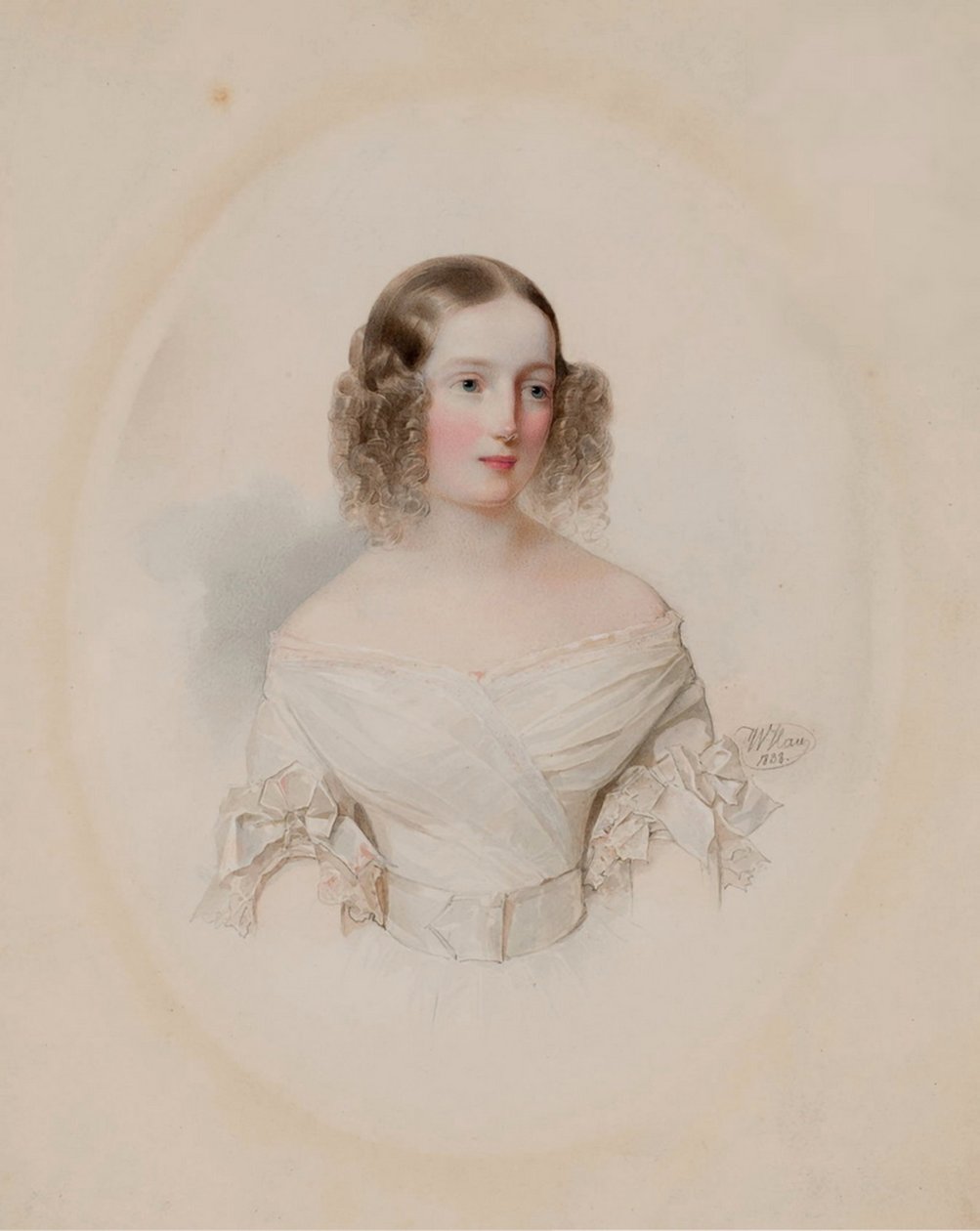 Portret van grootvorstin Olga Nikolaevna van Rusland 1822-1892, koningin van Württemberg, 1838 door Hau