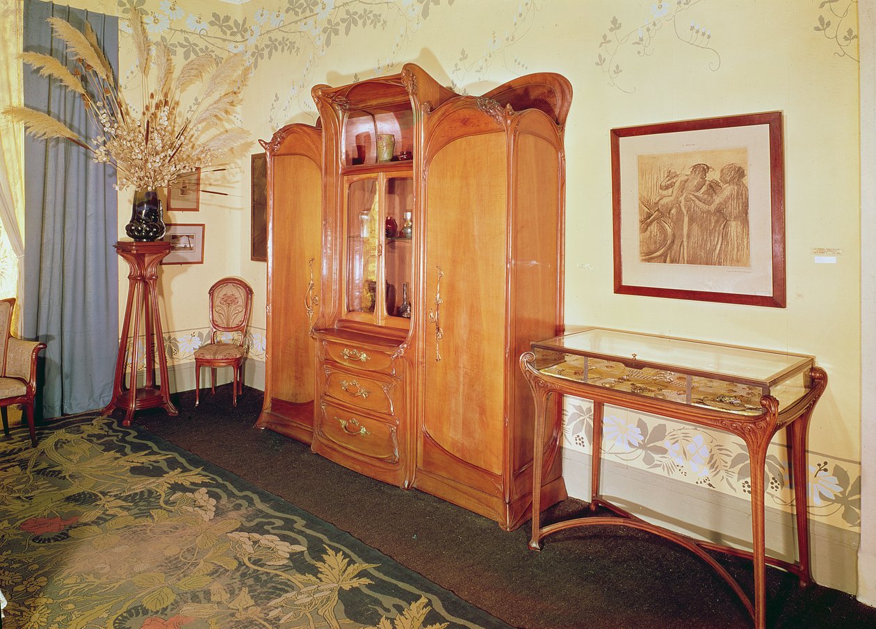 Art Nouveau slaapkamer, ca. 1900 door Hector Guimard