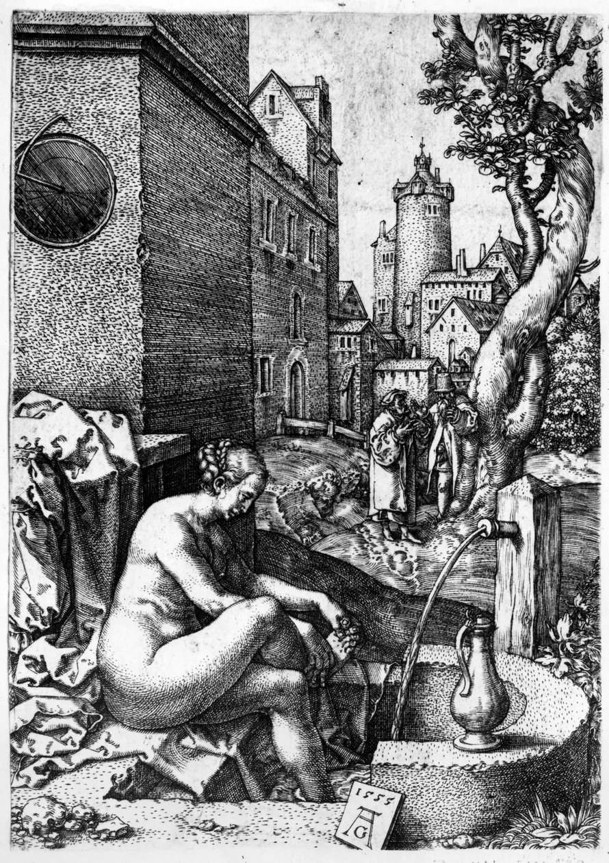 Susanna en de ouderlingen, 1555 door Heinrich Aldegrever