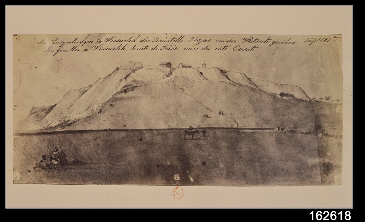 Uitzicht op de opgravingen van Troje gezien vanuit het westen door Heinrich Schliemann