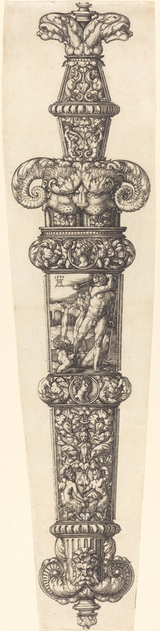 Ontwerp voor een Dolkschede met Kaïn en Abel door Heinrich Aldegrever