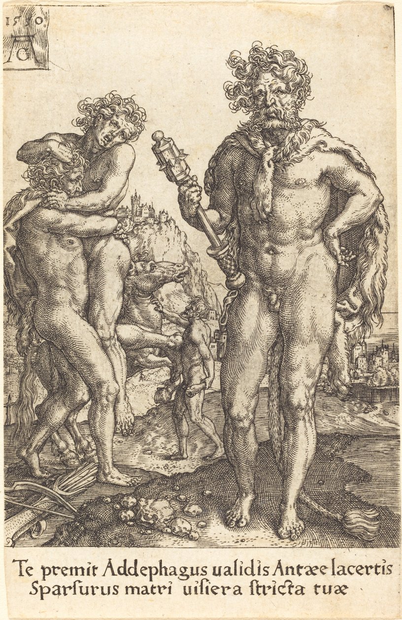 Hercules en Anthaeus door Heinrich Aldegrever